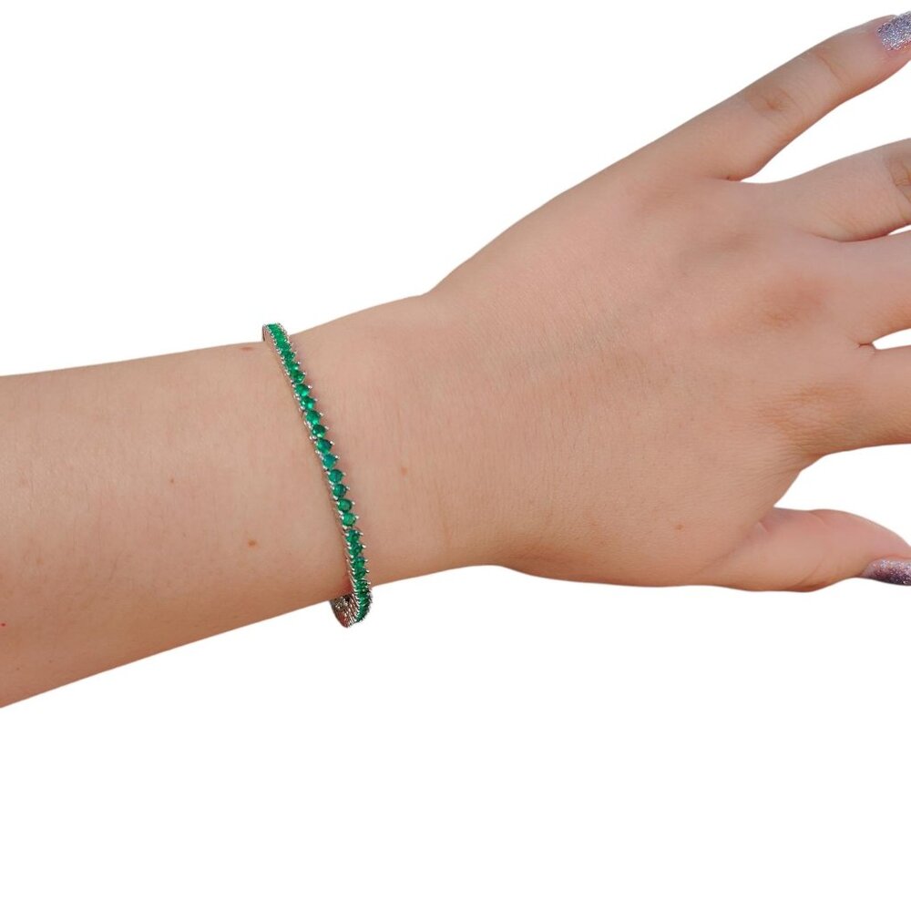 925 SILVER GREEN TENNIS BRACELET